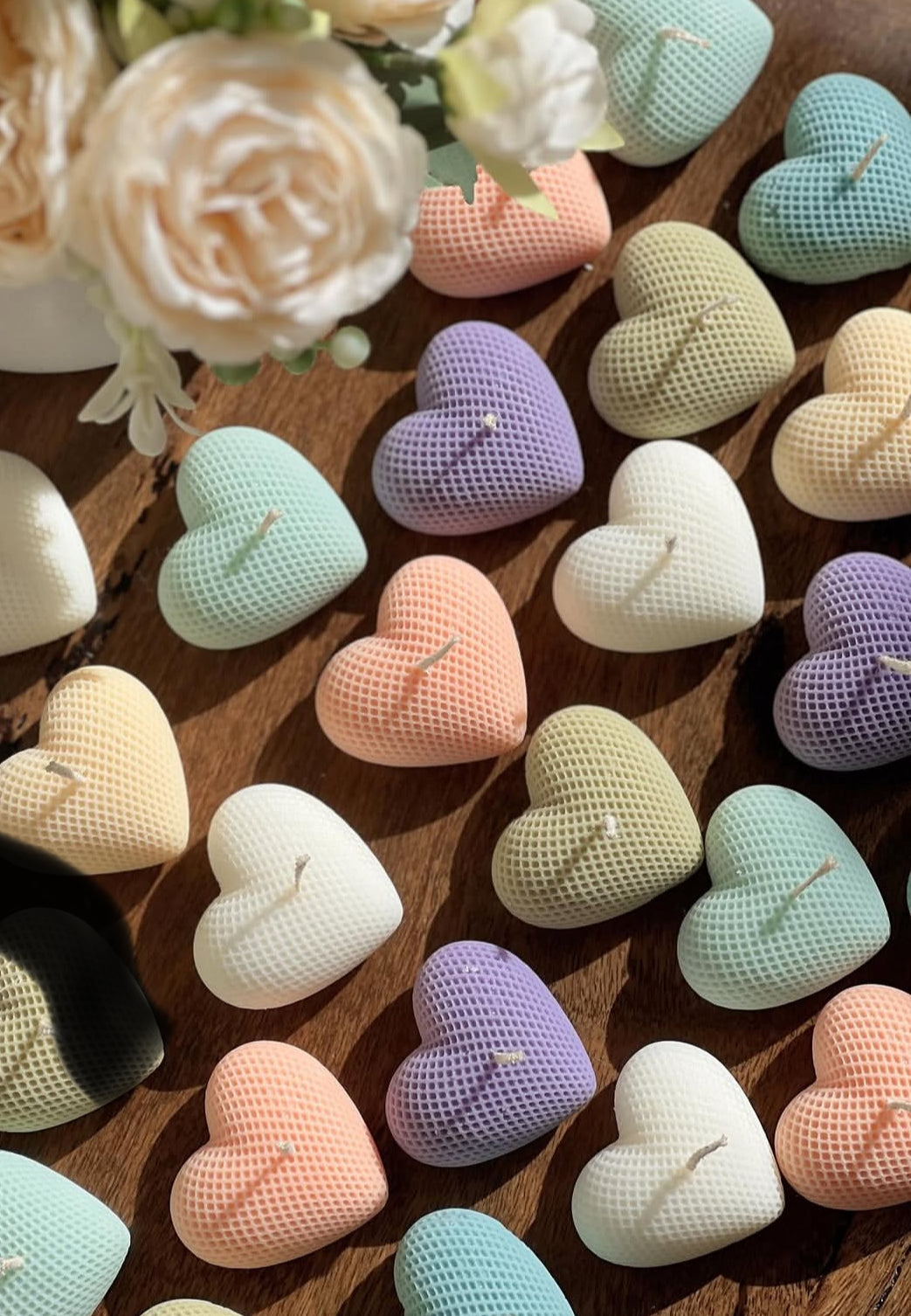 Mini heart soy candles